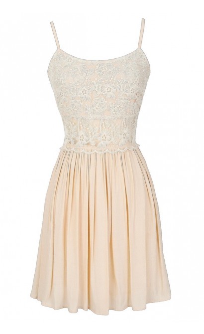 Peace and Love Crochet Floral Lace Dress in Cream
